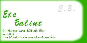 ete balint business card